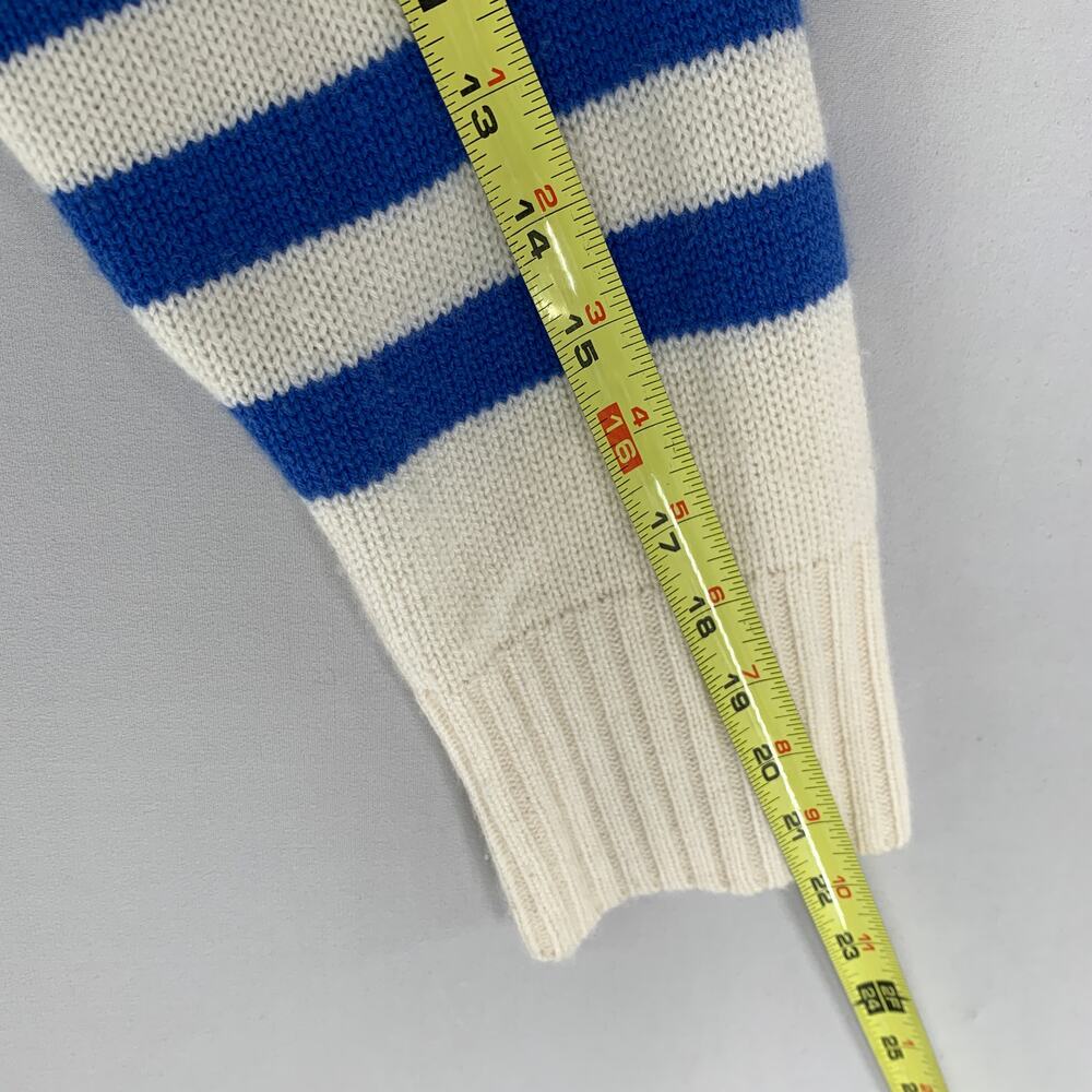 KULE Cream and Blue Striped Cashmere-blend Turtleneck Sweater. Sz L - Picture 12 of 16